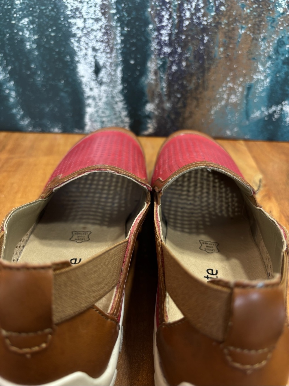 Remonte Colorblock Liv 21 Red‎ Perforated Leather Loafers Size 8 VGUC - Picture 7 of 10